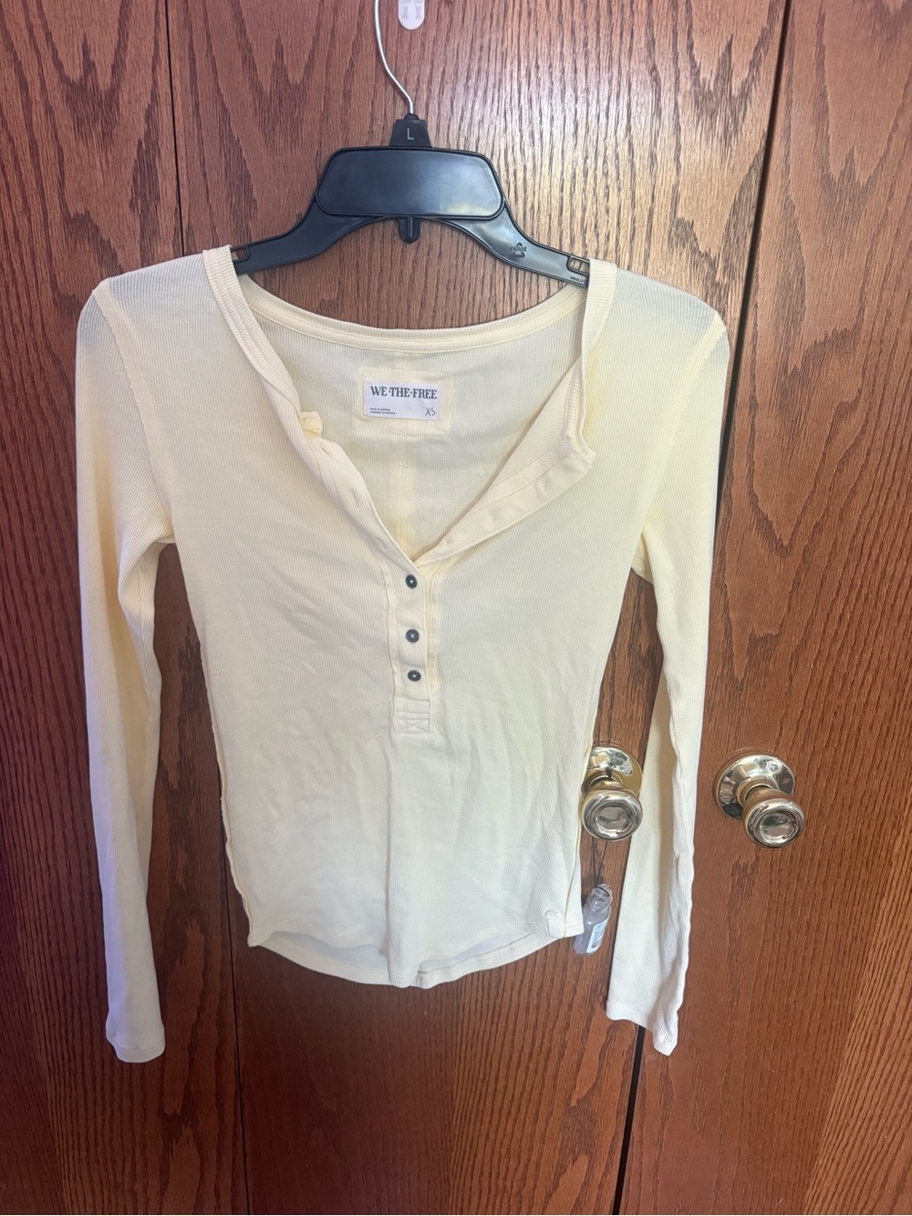 We The Free Light Yellow Long-Sleeve Henley Top